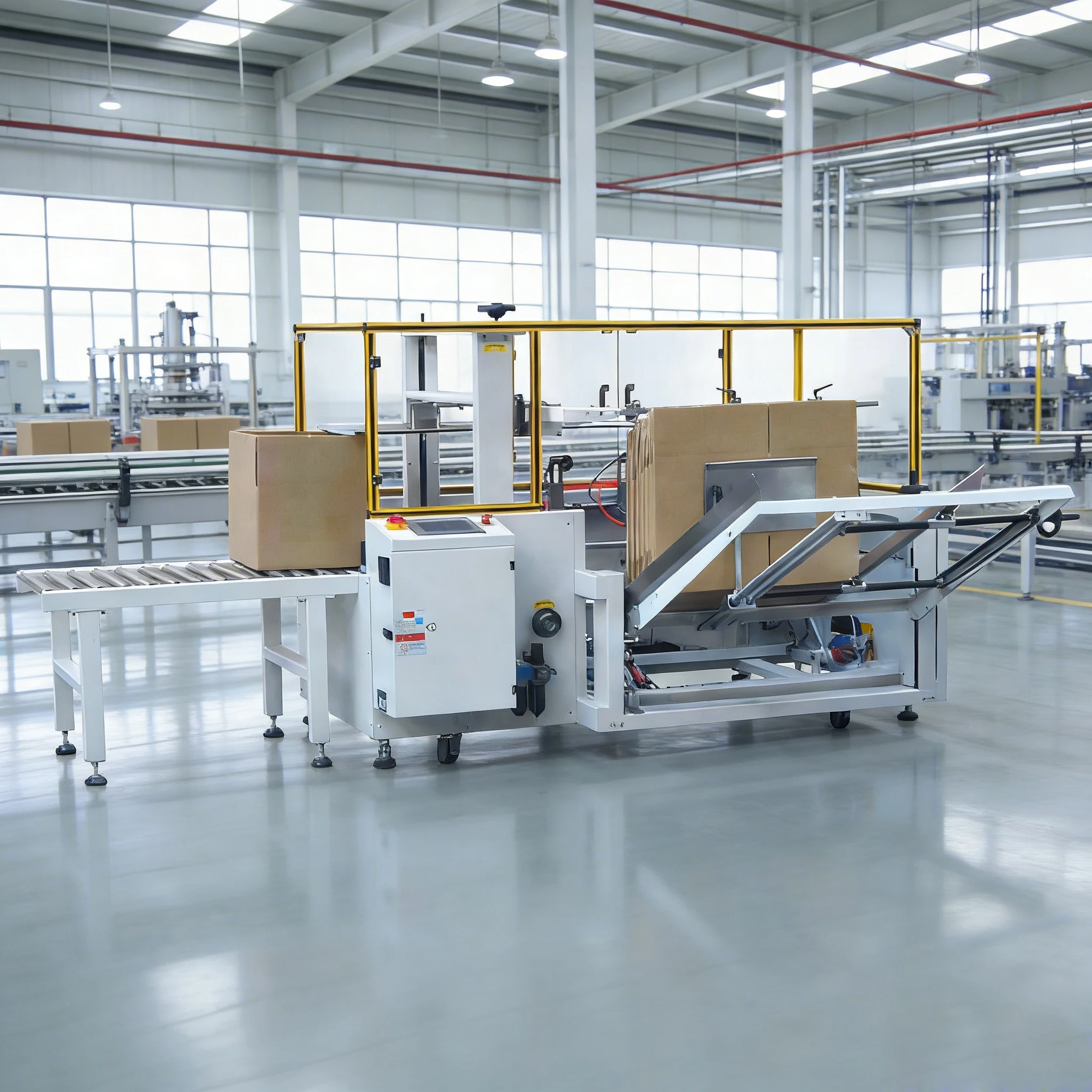 Electric Automatic Carton Erector & Case Sealing Machine With Cold Sealing Low Noise For Beverage & Chemical Applications