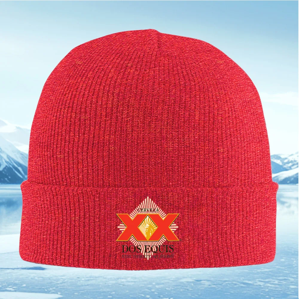 Emblema rojo XX, marca Dos Equis Hombres Mujeres Gorro de punto unisex Gorro Jersey Gorro Invierno Térmico Cálido Navidad Ciclis