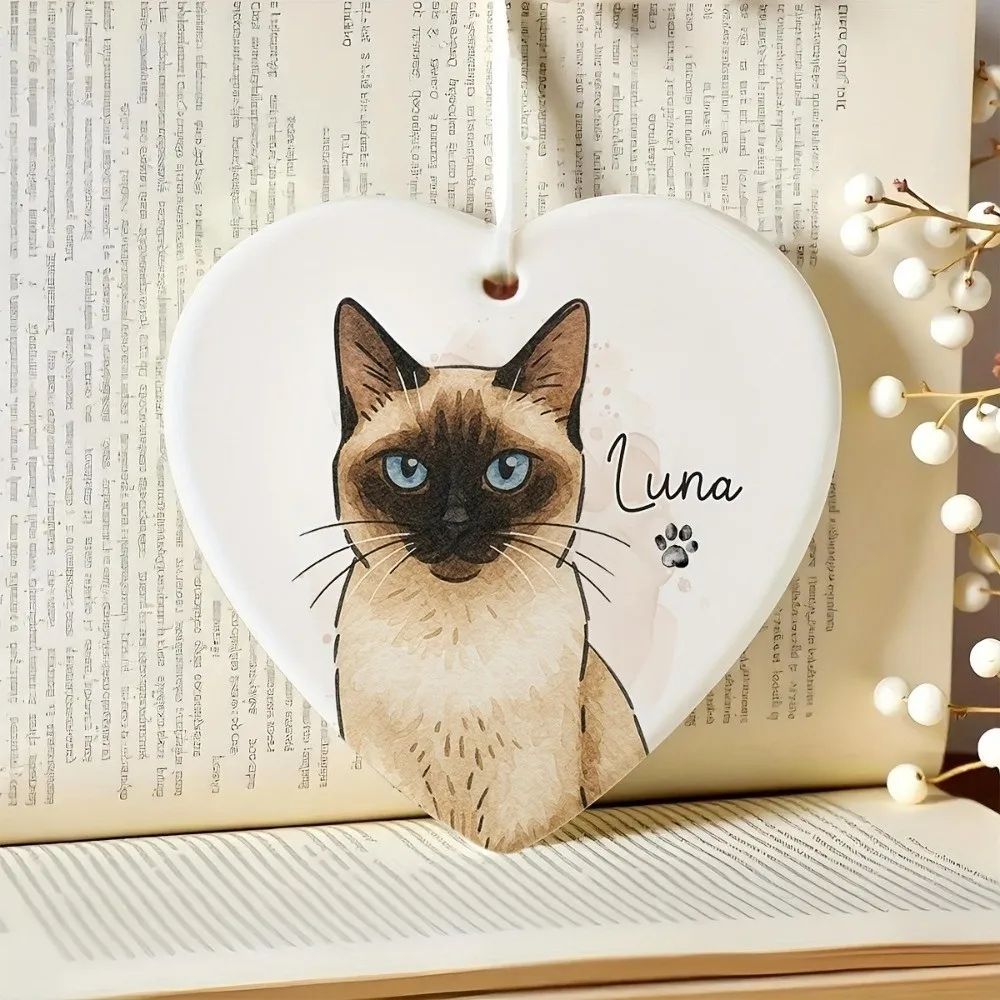 Home Decor Acrylic Pet Photo Ornament Heart-shaped 2D Flat Cat Dog Hanging Remembrance Pet Pendant Pet Memorial