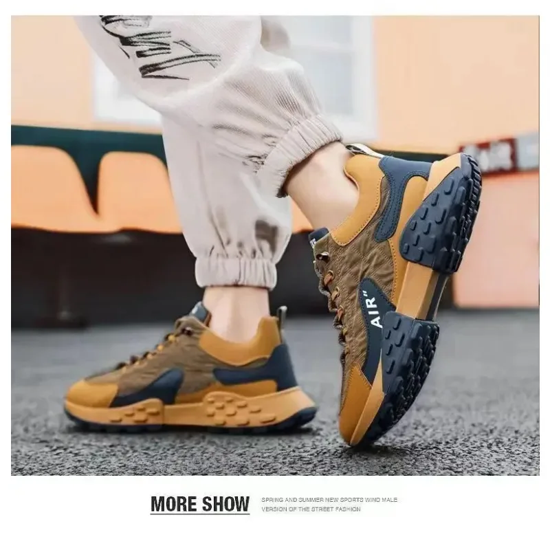 

Vulcanized Lace Up Outdoor Running Shoes Anti-slip Zapatillas De Hombre Thick Sole Mens Sneakers Fashion Man Shoe Versatile