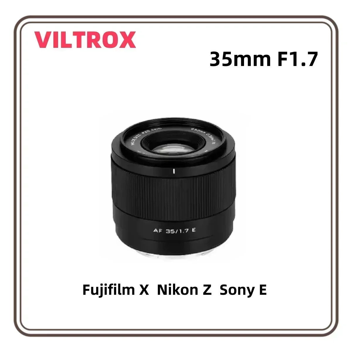 VILTROX 35mm F1.7 Messa a fuoco automatica APS-C Obiettivo per fotocamere per Fujifilm X X-T1 X-T10 X-T2 X-PRO02 XS10 Nikon Z Z Z7 II Z50 Z6 Z7 Z30 Sony E