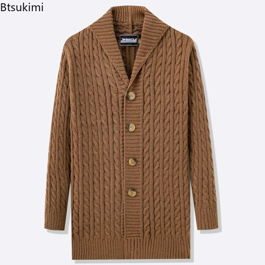 2026Men\'s Knitting Cardigan Jacket Coats Spring Autumn Slim Fit Cardigan Coat Male British Style Button Long Sleeve Men Clothing