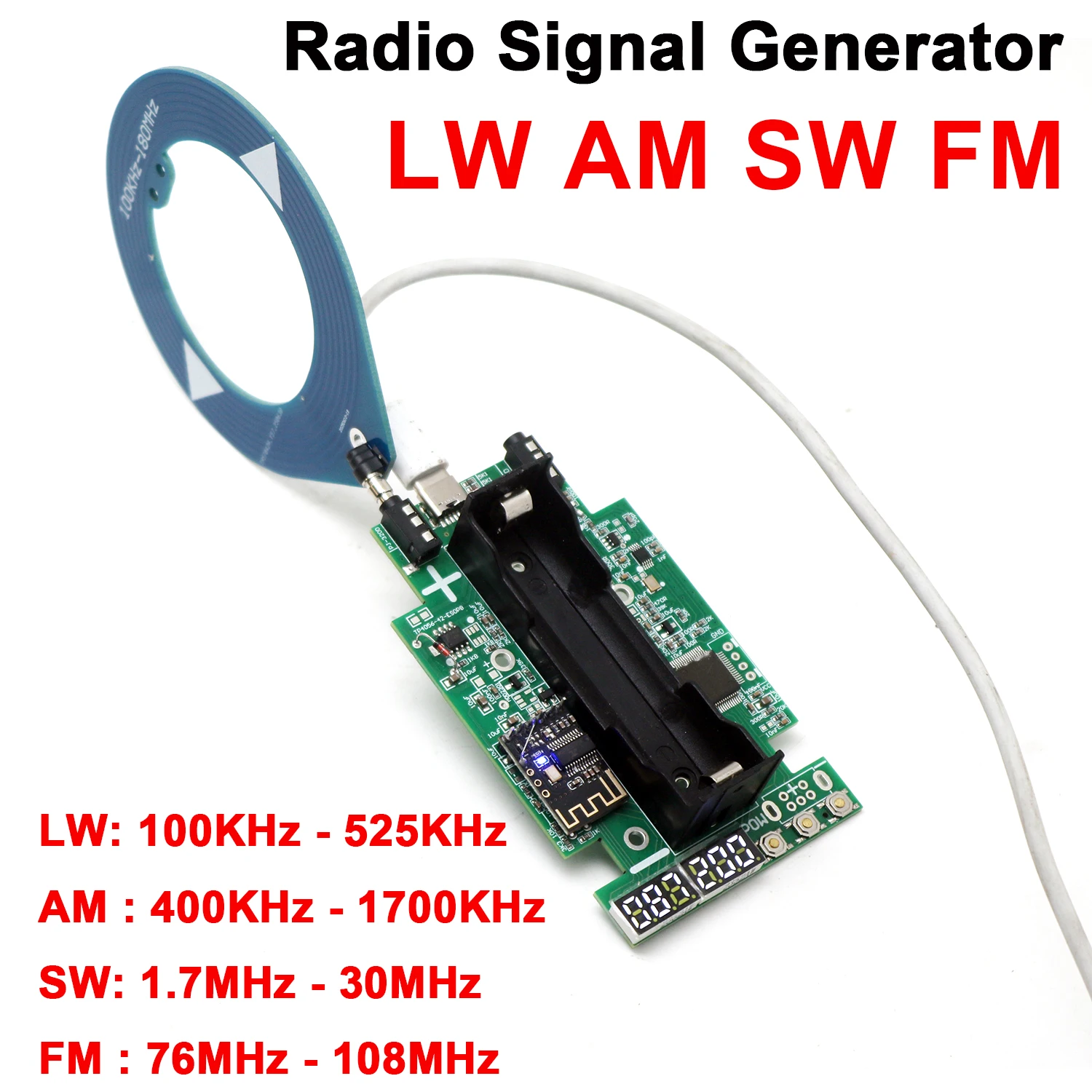 Digital LW AM SW FM Radio Signal Generator 4-Band Medium Short Wave FM Transmitter Bluetooth Antenna Repair Calibration Receiver