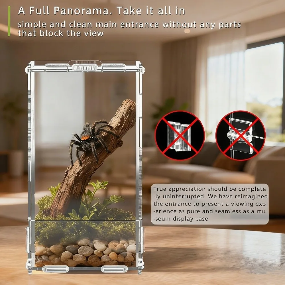 Acrylic Jumping Spider Enclosure Buckle Lock Escape Proof Reptile Feeding Tank Ventilated Transparent Reptile Habitat - view 3