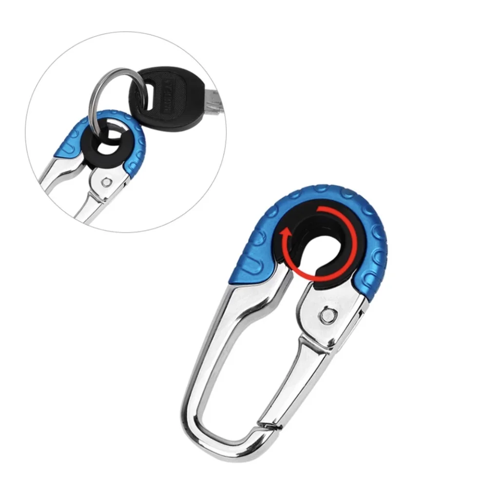 1PCS Chaveiro Unissex para Carro em Aço Inoxidável com Clipe de Cinto e Gancho, Argola Dupla para Chaves de Carro, Acessórios de Interior Preto/Vermel