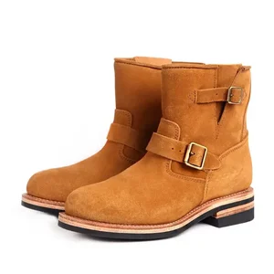 Botas de engenharia de couro anti-pele alinhadas à mão, American Vintage, Motocicleta intermediada, Botas de cavaleiro do deserto 8 principais vendas bota masculina engenheiro - №6