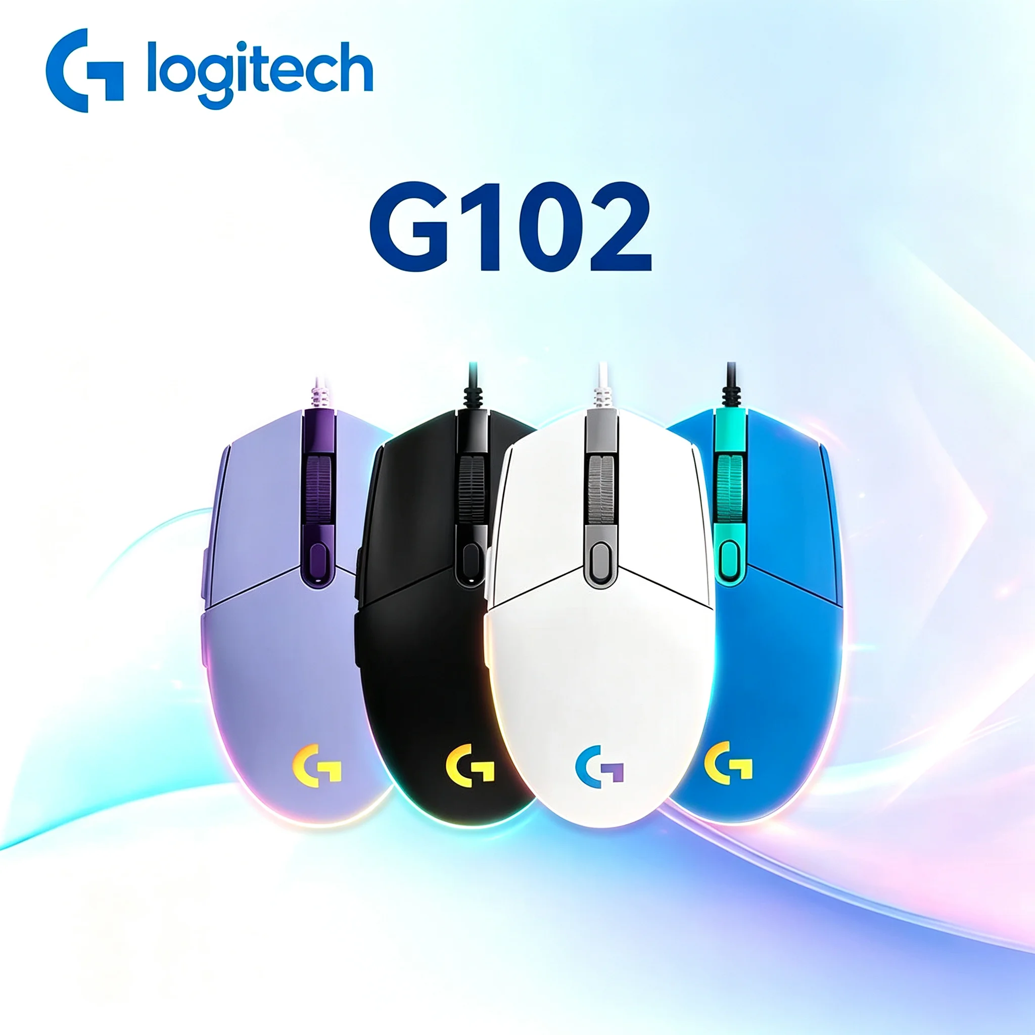 Durable Logitech G102 USB Gaming Mouse 6 Programmable Macro Keys RGB Breathing Light Wired Mice For PC Notebook