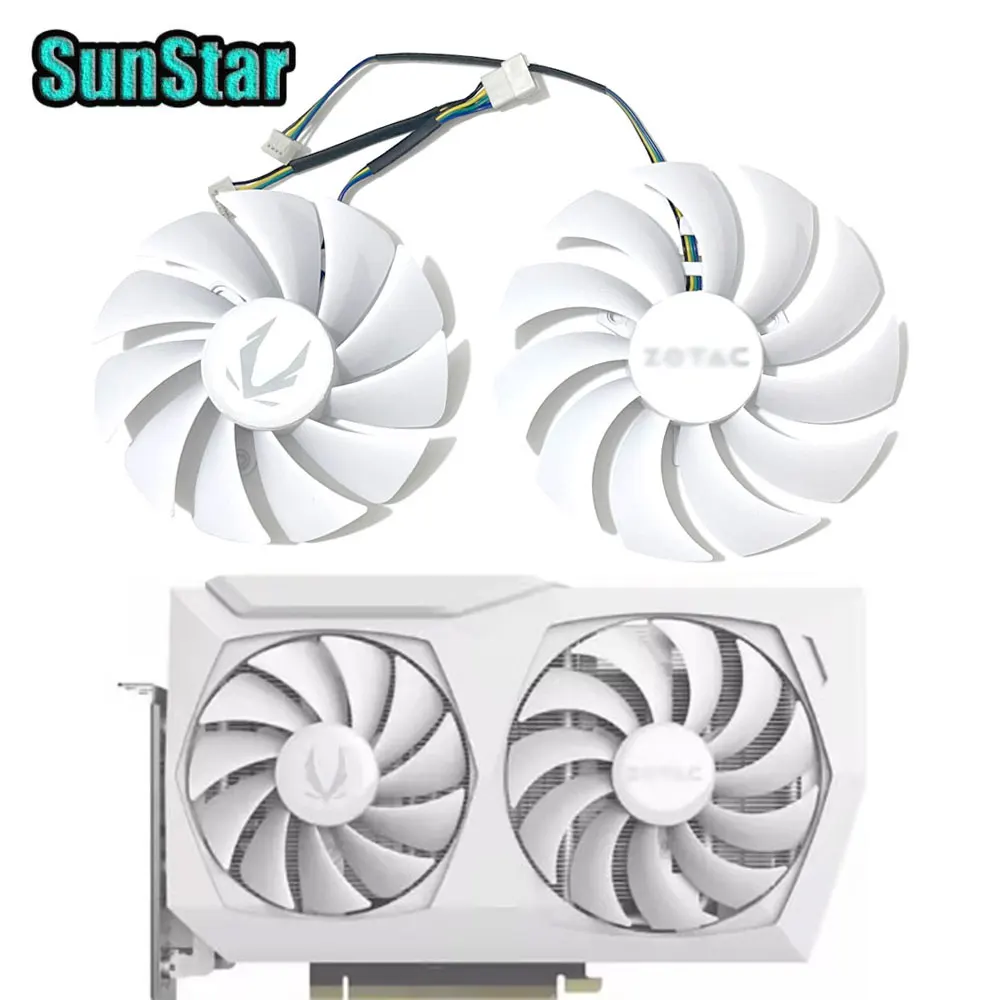

НОВЫЙ 88 мм/100 мм RTX 3060 RTX 3070 AMP Белый охлаждающий вентилятор графического процессора GAA8S2U GA92S2U для видеокарты Zotac RTX 3060Ti 3060 AMP RTX 3070