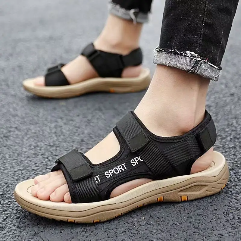 2026 New Men Summer Big Size Casual Sports Sandals Soft Sole Non Slip Open Toe Anti Odor Velcro Outdoor Beach Sandals