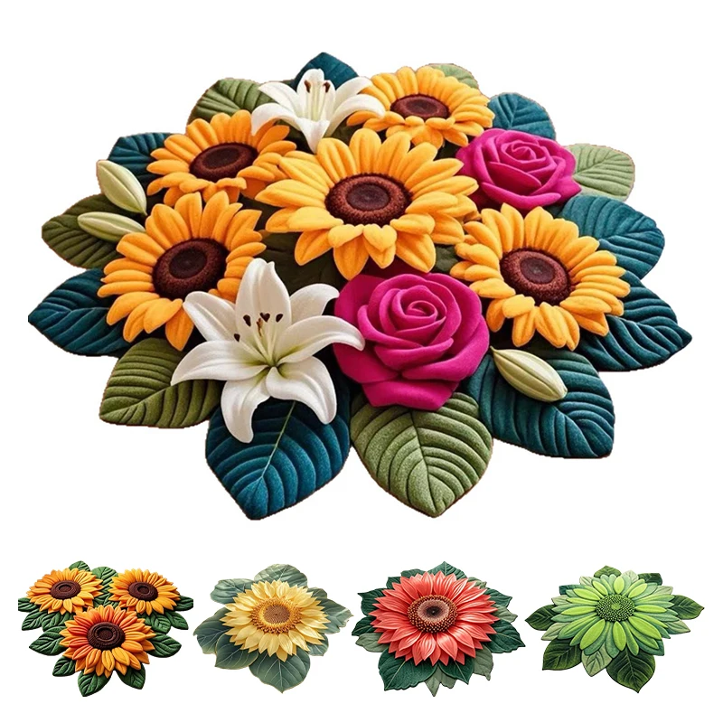 

Special-shaped Sunflower Carpet Soft Absorbent Flower Carpet 3D Floor Mat Non-slip Door Gasket For Living Room Tea Table Bedside