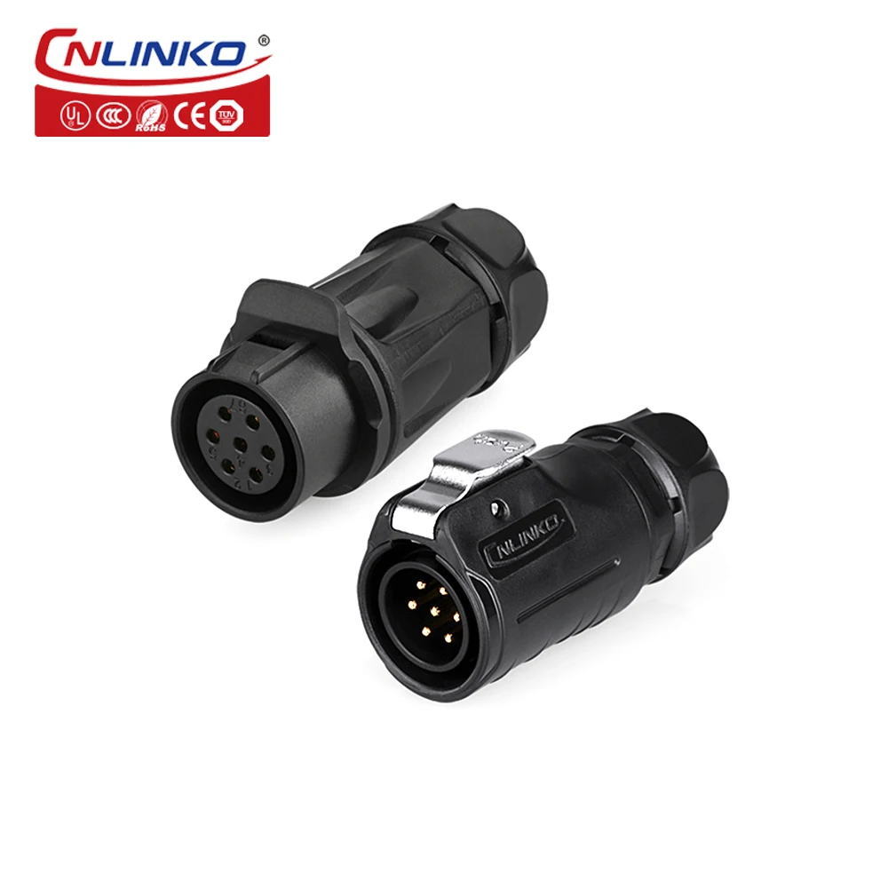 CNLINKO LP20 2/3/4/5/7/9/12 Pin Male to Female Cable Connector Waterproof IP68 PBT Plastic Wire Connector For LED Light Strips