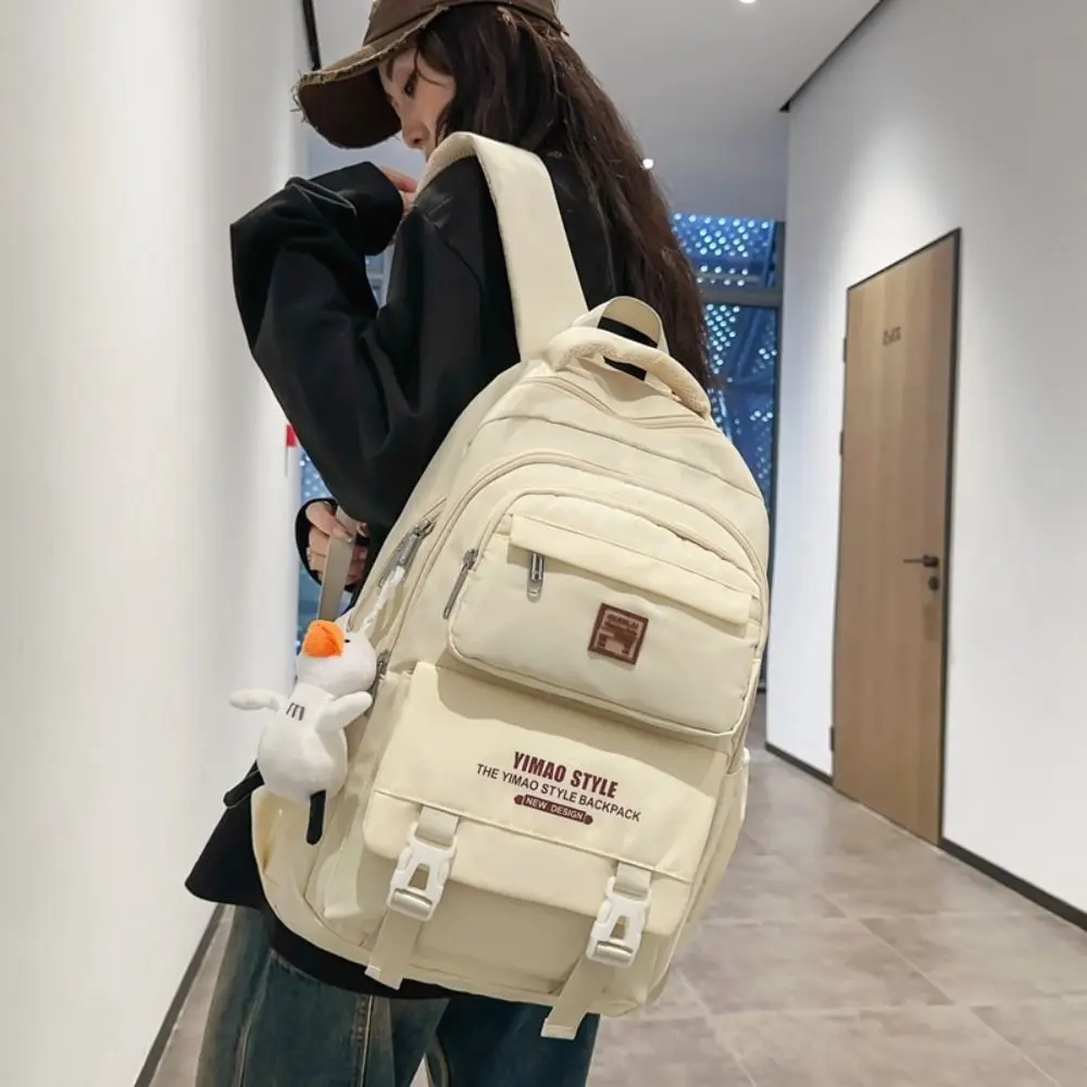 

Fashion Large Capacity Students Backpack Casual with a Duck Pendent Shoulder Bag Nylon Waterproof College Bag Travel Students