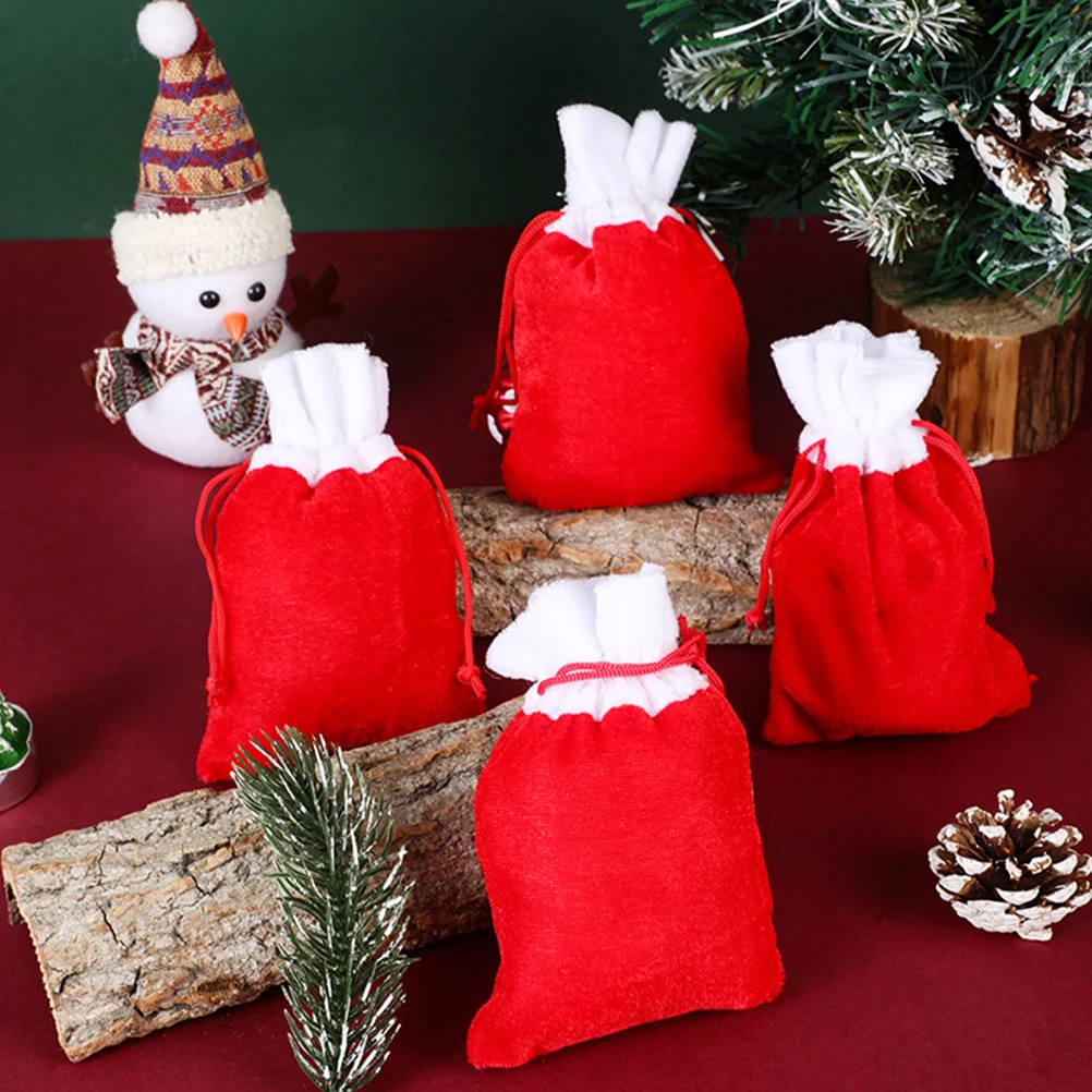 

10Pcs Holiday Gift Packing Bags Christmas Theme Treat Holders for Candies Snacks Party Favors Festive Decorations