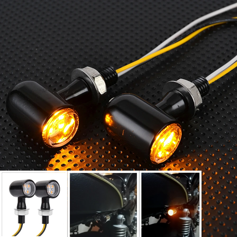 

Mini Motorcycle led Turn Signal Indicators Blinker Lights Amber flasher Signal lamp intermitentes moto 12V for cafe racer