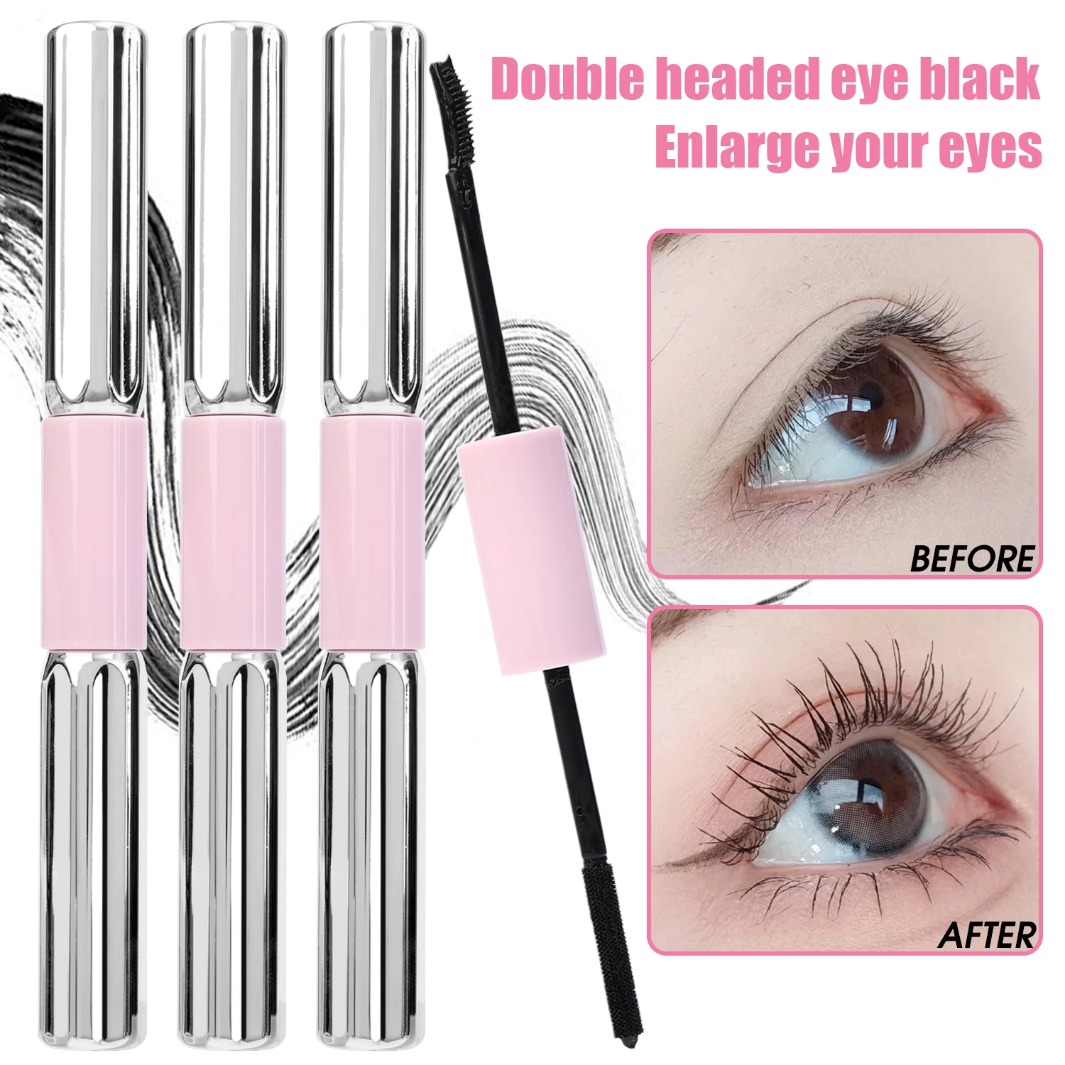 Dubbele Hoofd Mascara Dikke Lange Smudge-proof Wimpers 4D 2in1 Borstel Wimpers Verlenging Waterdichte Mascara Ogen Cosmetica