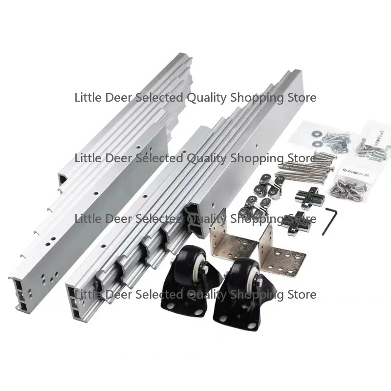 5/6 Hidden Folding Table Rails Aluminum Telescopic Cabinets Dining Slide Rails Flat Push T
