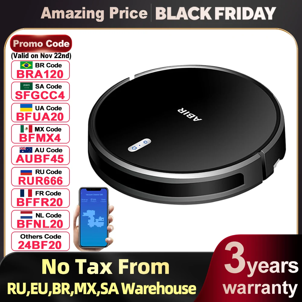 ABIR G20S Robot Vacuum Cleaner,Map Memory,6000Pa Suction,Remote Upgrade, Electric Wet Mop,WIFI APP Smart Floor Washing for Home