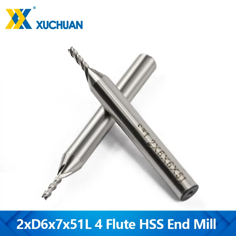 1szt Średnica Frez 2mm Frez 4-ostrzowy Frez HSS Frez 6mm Trzpień CNC Frez z chwytem prostym Frez do metalu
