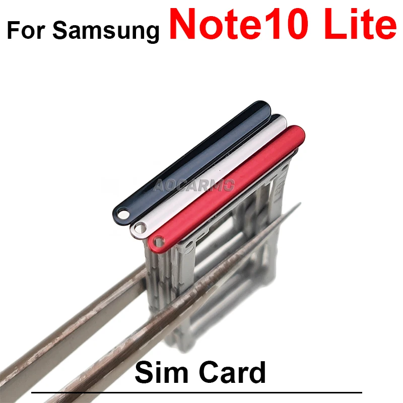 For Samsung Galaxy Note 10 Lite Dual + Single Sim Tray Card MicroSD Holder Socket Slot Repair Replacement Parts N770