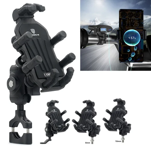 Soporte para teléfono móvil de aleación de aluminio para motocicleta, soporte de navegación para espejo móvil, mango antivibración de aluminio, soporte para bicicleta