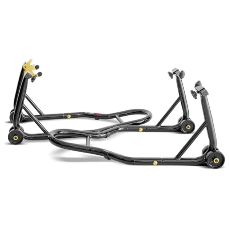 

BOUDECH Motrolock Heavy Duty Motorcycle Stand Lift 850lbs Front Rear Combo with Dymond Shape Front Wheel and U Fork Rear Wheel