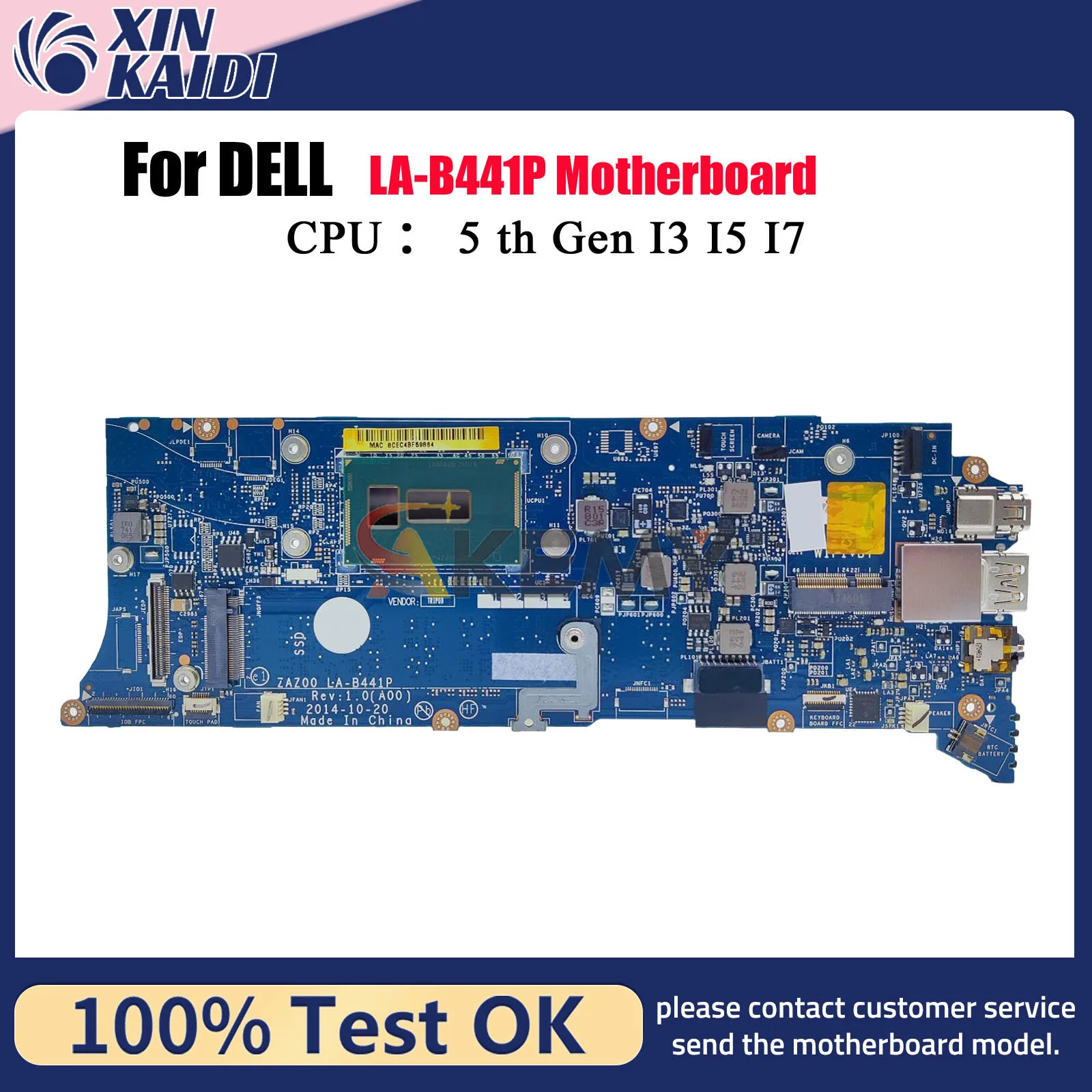 

For Dell XPS 13 9343 Laptop Motherboard ZAZ00 LA-B441P with i5 i7 CPU CN-0T94C8 T94C8 09K8G1 DDR3 100% Tested OK