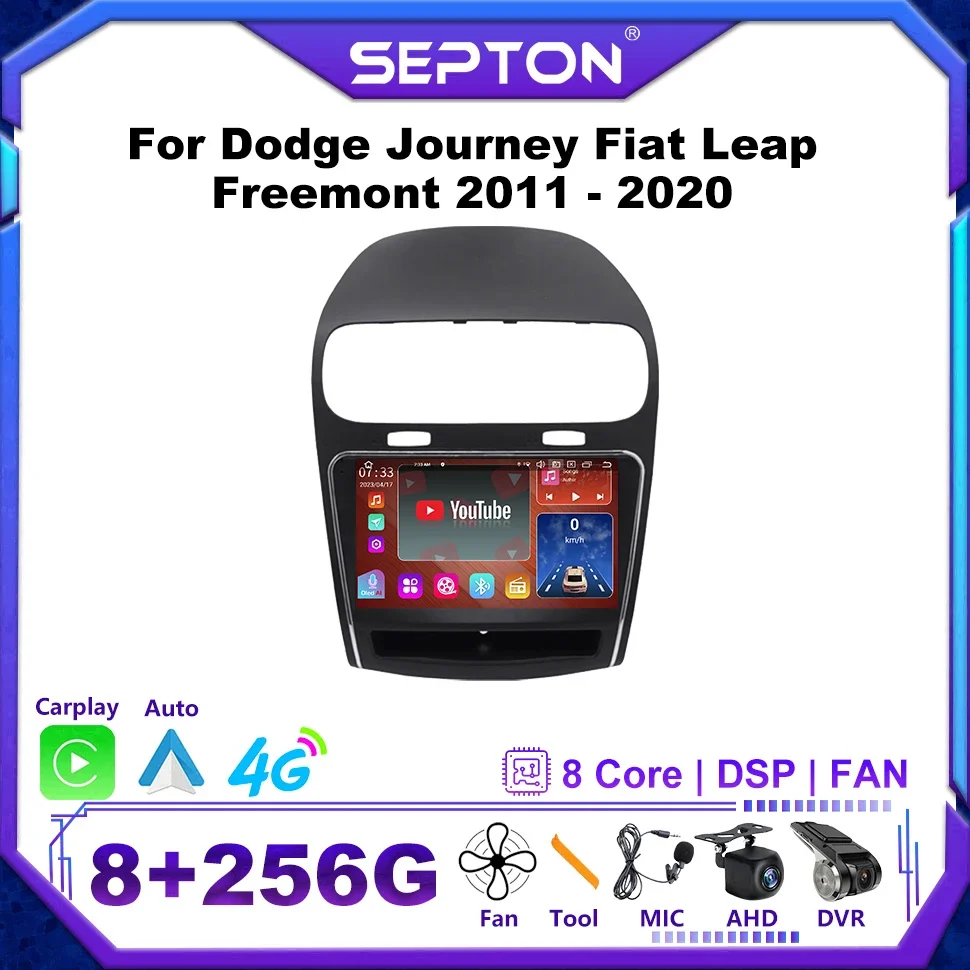 SEPTON Smart Car Systems Android Auto Car Radio for Dodge Journey Fiat Leap Freemont 2011 - 2020 GPS BT 4G Car Stereo 8+128G