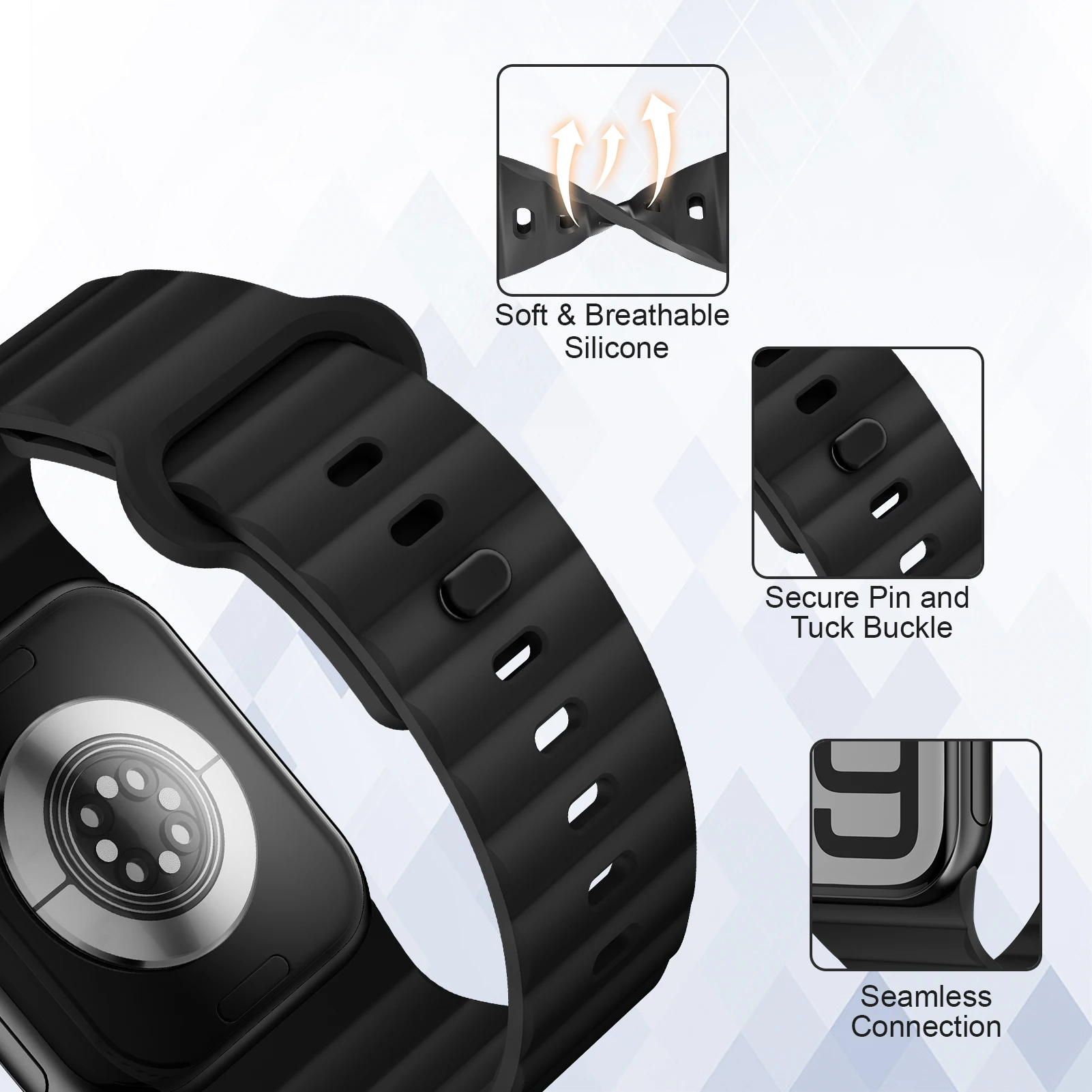 Silicone Strap for Apple Watch band 44mm 40mm 46mm 41mm 42mm 45mm 38mm Bracelet Correa iWatch Series 10 9 8 7 6 SE Ultra 2 49mm