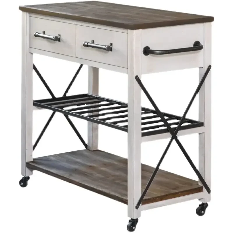 Solid wood removable mid-island kitchen cooking table household