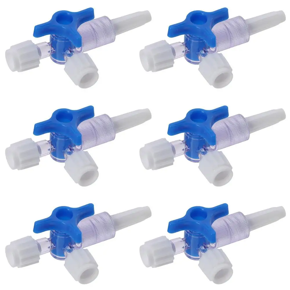 6pcs Plastic 3-Way Valve Male Lock 3-Way Stopcocks Ball Valve Luer Connections Water Valve Hobbies