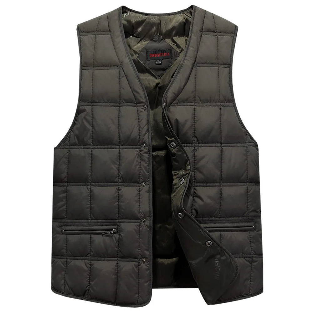 Winter Dresses Men White Duck Down Causal Vest Ultra Light Male Thick Sleeveless Down Jacket Men Warm Vest L-5XL Plus Size