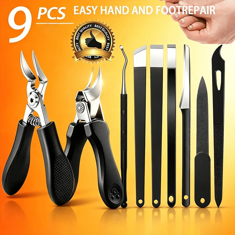 9 Piece Embedded Nail Clipper Designed for Thick Inner Growth, Suitable for Thick and Hard Nails of Adults and the Elderly