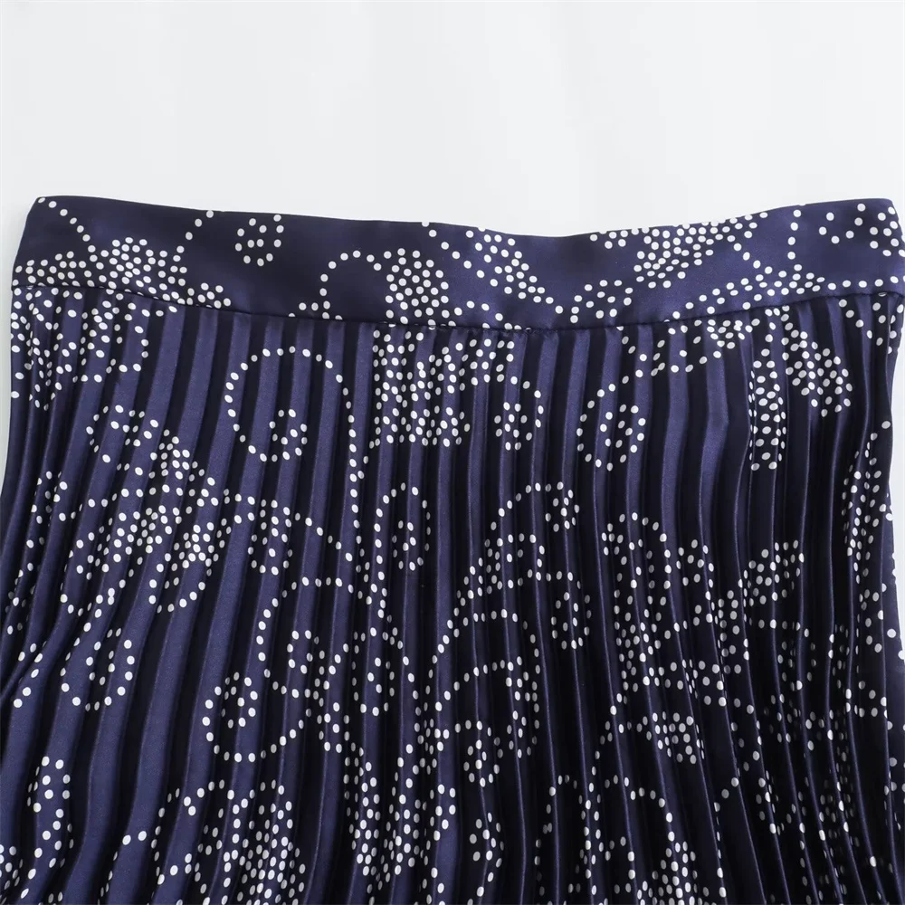 Taop&Za 2024 Women\'s Summer Fashion Origin Printed Folded Midi High Waist Hundred pleated Half skirt