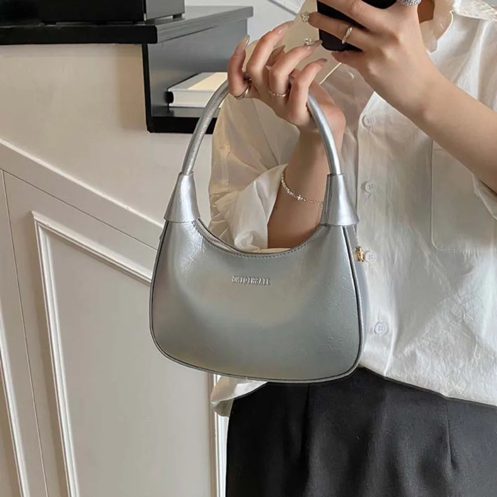 

Shoulder Bag Elegant PU Hobo Bag Large Capacity Solid Color French Underarm Bag Anti-Splash Water Red Texture Handbag Shopping