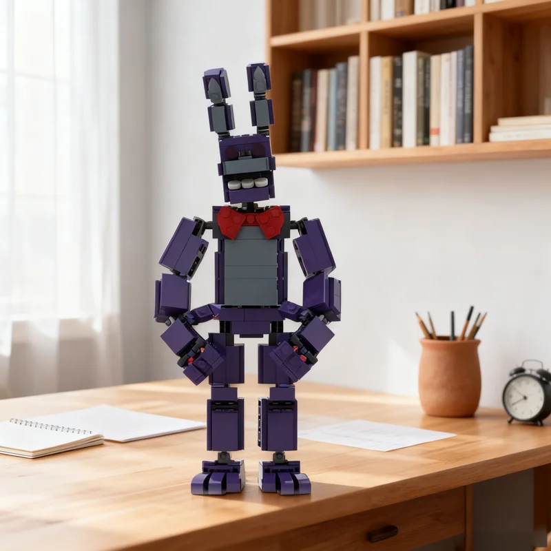 474 elementy MOC FnaF 1 Bonnie Model do składania z klocków, architektura, zabawki do montażu, pomysł na prezent świąteczny, edukacja, dla dzieci, urodziny