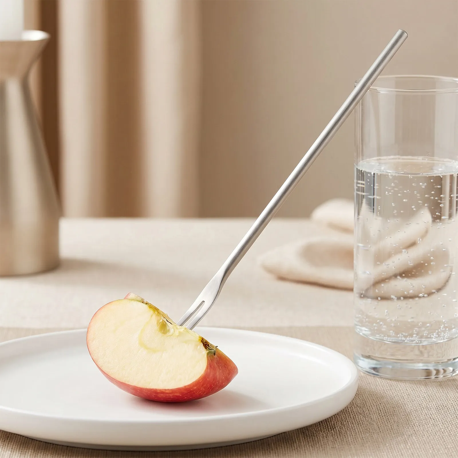 3Pcs Stainless Steel Fruit Forks Long Handle Two Prong Appetizer Dessert Forks for Family Party Snack Cake Serving