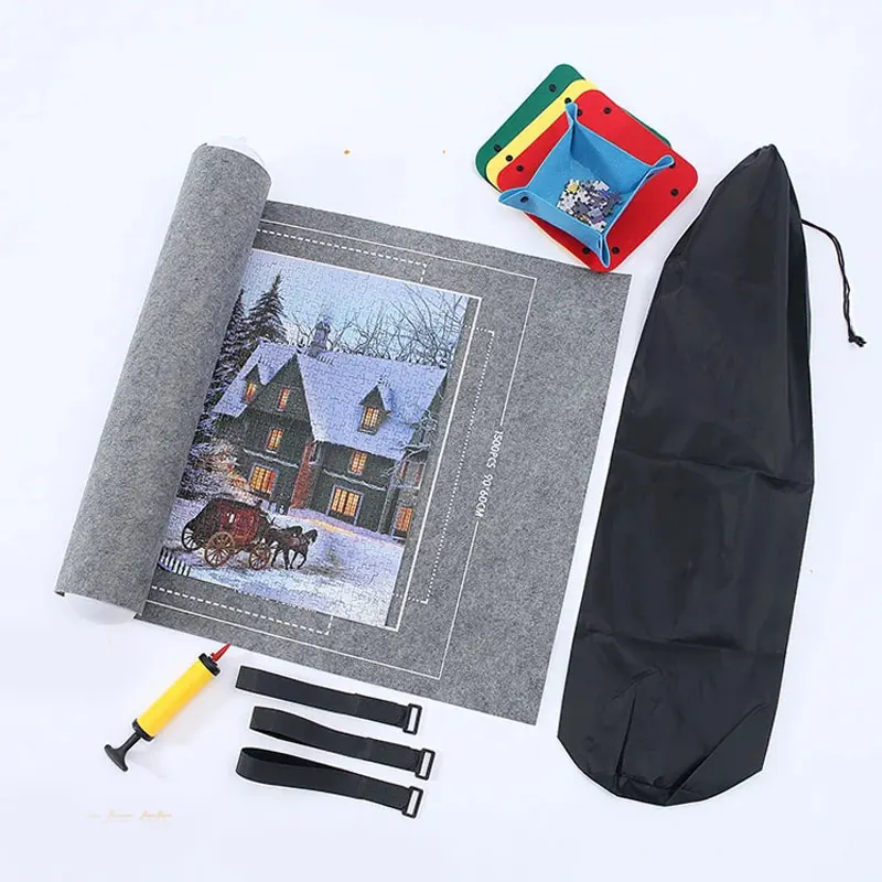 Felt Puzzle Mat Set for 1500-3000pcs Available Puzzle Playing Blanket with Portable Travel Storage bag Puzzle Accessories