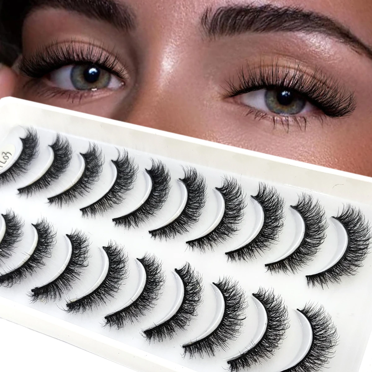 HBZGTLAD 10 ペアのナチュラルフェイクまつげ 3D 人工ミンクまつげソフトまつげエクステンションフェイクまつげロングミンクアイラ