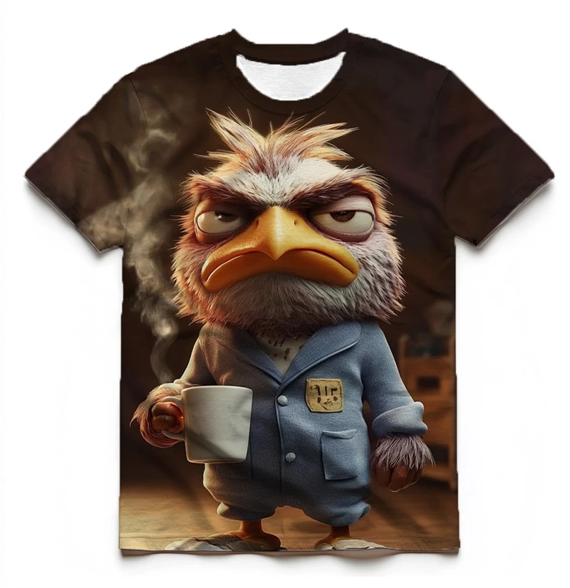

Funny bird 3D Print Men's T-shirt Summer Fashion Casual Tired Chicken Pattern Crew Neck short Sleeve t shirt Tops Men Clothing
