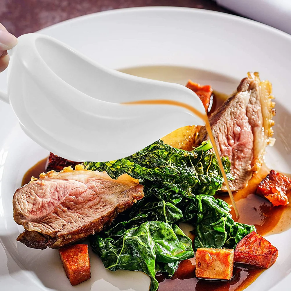 

1Set Ceramic Sauce Dispenser Gravy Container with Saucer Sauce Boat for Coffee Yogurt Milk Juice Gravy Boat