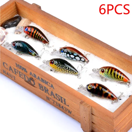 Juego de Señuelos de Pesca flotantes, 6 uds., Swimbait Topwater, Kit de cebo duro, Wobblers artificiales para curricán, carpa, lubina, Lucio, pez