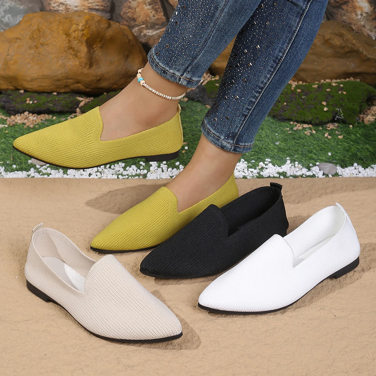 

Women's Breathable Flat Loafers, Soft Sole Slip-On Pointed Toe Casual Shoes for Work Travel Daily Zapatos De Mujer Loafers Women