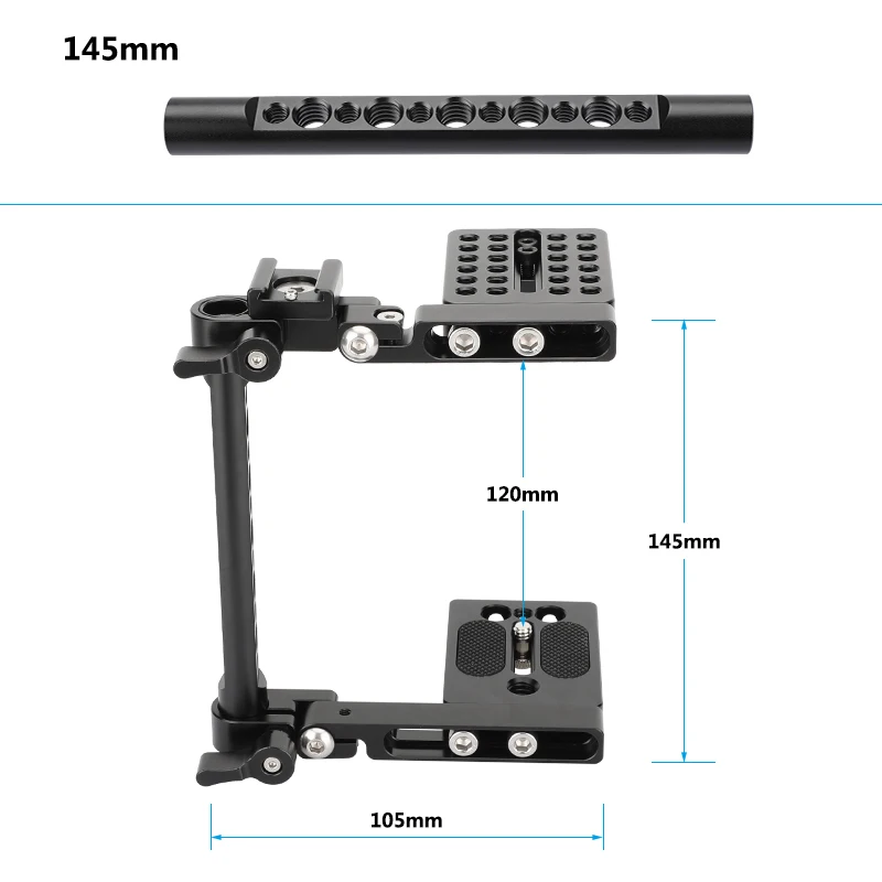 CAMVATE Foldable Camera Cage Rig C-Frame Cage With Cold Shoe Mount & Top/Bottom Plate For Canon, Nikon, Sony, Panasonic DSLRs