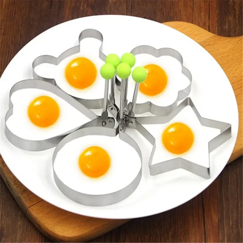 5/1PCS Stainless Steel Fried Egg Mold 5 Styles Pancake Shaper Heart Round Omelette Rings DIY Cooking Tools Kitchen Accessories