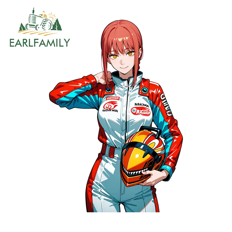 EARLFAMILY Makima Racer Car Stickers Redblue Racing Suits JDM Decals Occlusion Scratch Waterproof Tumbler Storage Flask Host