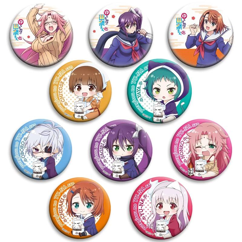 

Kawaii Yuragi-sou No Yuuna-san Brooches Creative Badge Chibi Character Enamel Pins for Clothes Backpack Decor Anime Fans Gifts