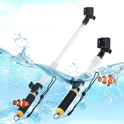 Transparent Retractable Selfie Stick Handheld Buoyancy Rod Mount For Gopro Hero12 Hero11 HERO10 9 8 7 6 5, Length: 36cm-61cm