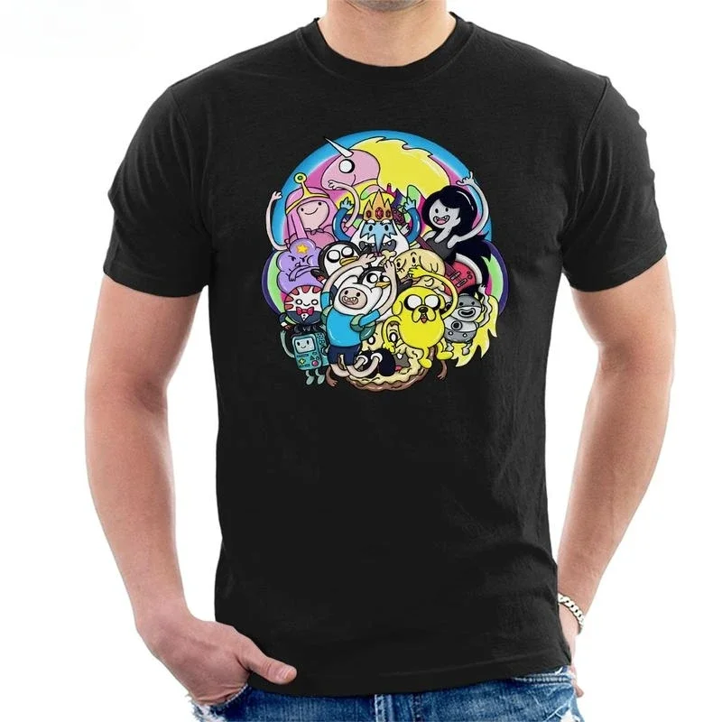 summer anime Adventure Cartoon Time Cast Men's T-Shirt harajuku men short sleeve streetwear o-neck cotton shirt tees tops