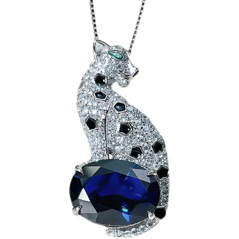 Imagem -05 - Colar Completo de Diamantes Incrustado Artesanal para Mulheres Estampa Leopardo Prata 925 Leve Luxo Sentido High-end Joias de Noivado