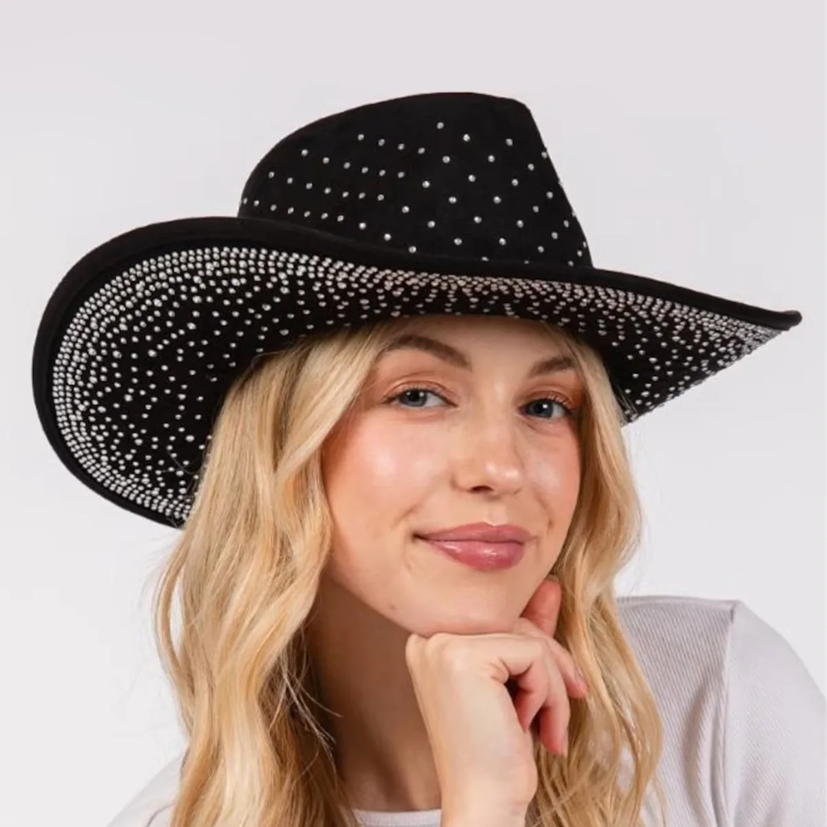 HongLuan Glitter Costume Cappello Adulto e Cappelli da Cowboy Strass per Donna, Cowboy Cosplay Accessori Femminili e Berretto da Cowgirl